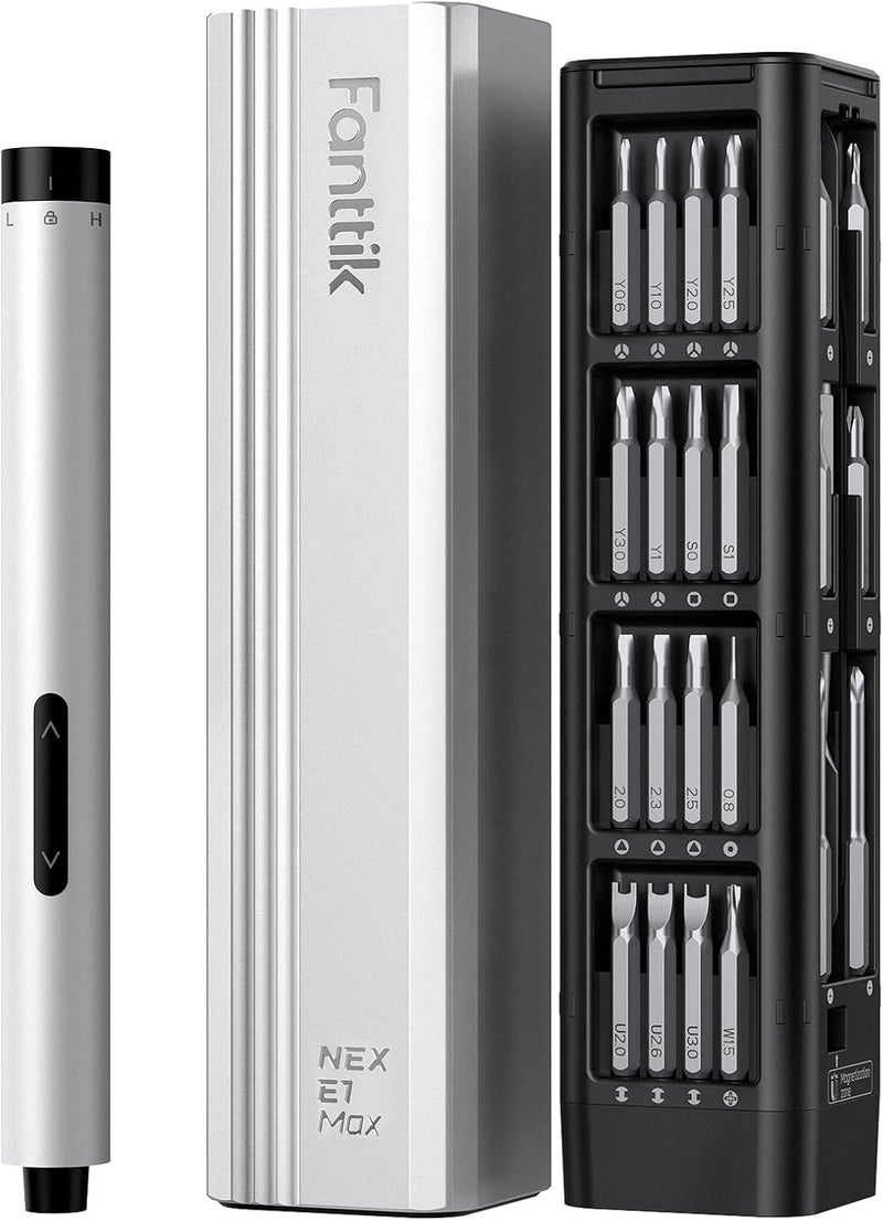Fanttik E1 Max Electric Screwdriver, Mini Precision Screwdriver Set, 50 Magnetic Bits, Magnetic Storage, 5/32‘’Hex, Repair Tool Kit for Electronics Phone Camera Laptop Watch (Silver) - Image 1